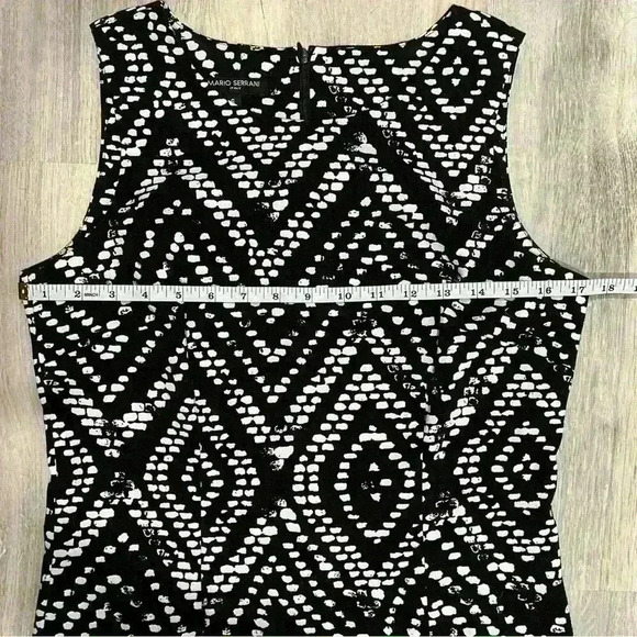 Mario Serrani Shift Dress Sleeveless Black White Diamond Pattern Size 6 - Picture 8 of 10